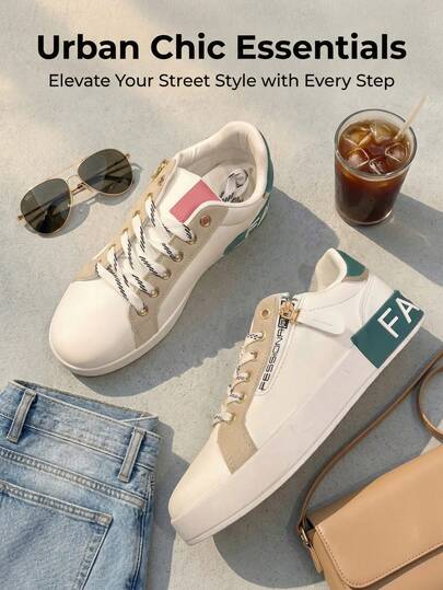 Women's Letter Pattern Contrast Color Casual Sports Sneakers