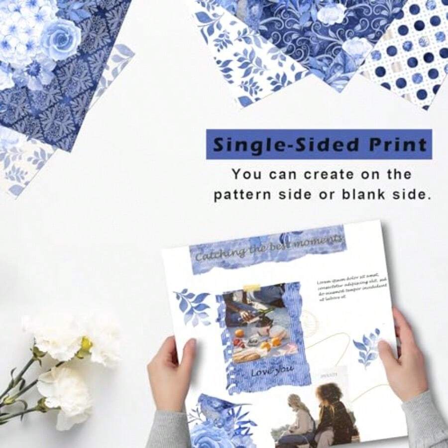Craft Paper - 12in-blue Flowers - View 1