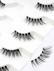 6 Pairs Fluffy Soft Half-Eye False Eyelash Strips, Natural Look Extension Transparent Stem Faux Mink Lashes, Suitable For Girls' Daily And Party Wear - Half Eyelashes - View 5