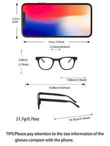 1pc/2pcs Plain Square Flat Lens Glasses, Retro Minimalist Eyeglasses Frame, Korean Style - Clear - View 2