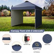 Carpa plegable de 10 x 10, carpa comercial resistente, carpa portátil con dos paredes laterales, techo ventilado, bolsa de transporte con ruedas y saco de arena para eventos, fiestas y campamentos. - Azul - Ver 1