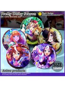 动漫周边新品 静音徽章，大正Q版远坂凛&天皇双闪胸针，生日礼物，圣诞礼物，节日礼物，完美礼物，游戏动漫周边礼品 - 彩色 - 查看 6