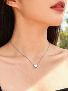 1 chiếc dây chuyền mặt hình trái tim tối giản, thời trang, dây chuyền choker ngắn bằng thép không gỉ tinh tế, sang trọng, phù hợp cho phụ nữ đeo hàng ngày và trong các dịp lễ hội. - Nhiều màu - Xem 1