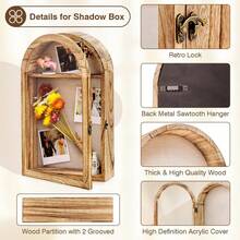 1PC Shadow Box Frame 10x16 Large Shadow Boxes Display Cases With Linen Back And Removable Shelves, Picture Frame Wedding Bouquet Memorabilia Medals Photos Memory Box For Keepsakes - Hanging Wooden Photo Frame - View 4