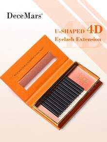 Lông mi giả DeceMars 4D hình chữ U, 8-15mm, độ cong C, D, Dd, L, L+, M, độ dày 0.07mm, màu đen, 12 hàng, 1 hộp, cụm lông mi, lông mi riêng lẻ, lông mi giả. - màu đen - Xem 5