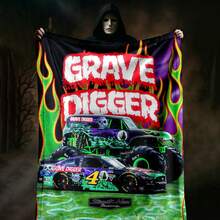 1 PIEZA Manta de camión monstruo de Monster Jam 3D, regalo original para aficionados a los deportes de motor, decoración temática para el hombre cueva, acento para fiesta retro de ciencia ficción y recuerdo del día de carrera, manta suave para el hogar, dormitorio, cama, sofá, picnic, viaje, oficina - multicolor 20 - Ver 6