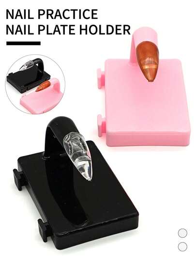 5个塑料假指甲片练习展示架，美甲训练架，指甲展示架，练习用假指甲，带底座，适用于假指甲设计，家庭DIY初学者沙龙用品