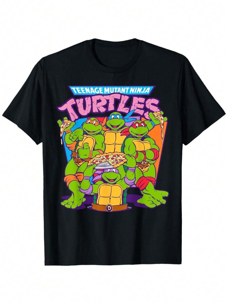 Teen1age Mutant Nin1ja Turtles Pizza & Smiles T-Shirt T-Shirt - Đen 1 - Xem 1