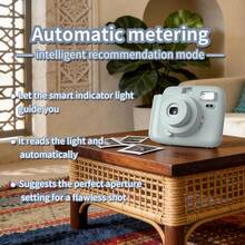 Popoto Instant Camera Compatible With Mini 11/12 Film, Includes 10 Instant Mini Films, Mini Portable Instant Printing, Built-In Flash Auto, Suitable As Eid Gift, Mini Camera. (Batteries Not Included) - Camera + Film + Leather Bag + Stickers - View 5