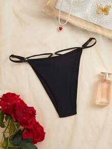 1pc Women's Comfortable & Fashionable Bikini Panty - Black - View 6