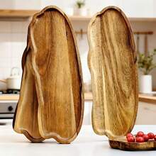 1pc Wooden Tray, Rosewood Tray, Snack Tray, Food Tray, Tea Set Tray, Household Tray, Dessert Tray, Restaurant Tray, Kitchen Tray, Breakfast & Dinner Tray, Fruit Tray, Dinner Tray - Brown - View 7