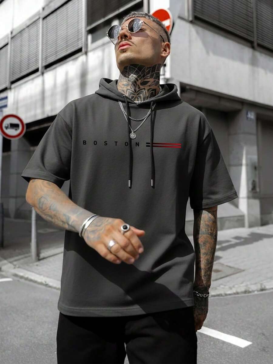 Krometka Áo Hoodie/T-shirt nam ONE WAVE kiểu dáng thường ngày, đa năng, đơn giản, in khẩu hiệu tiếng Anh. - Màu xám đen - Xem 1