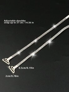 2/4pcs Multi-Color Rhinestone Bra Straps, Shiny Non-Slip Elastic Straps, Suitable For Off-Shoulder Dresses - Multicolor - View 2