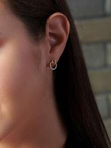 18K镀金925纯银优雅奢华独特水滴形立方氧化锆耳环，女士日常佩戴 - Zircon Earrings - 查看 4