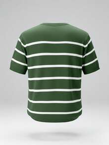 GRDR Men's Summer Knit Striped Short Sleeve Shirt, Suitable For Casual, Business, And Fashion Classic Outfits - Green - View 4