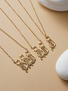 Personalisierte minimalistische elegante Mode-Katzenanhänger-Halskette mit englischem Buchstaben-Namen, Familienversion, Paarversion, 18K vergoldeter Edelstahl, Gold- und Silberfarben erhältlich, exquisiter vergoldeter Schmuck, geeignet für Paar, Freunde, Familie - individueller Text/Name - ideales Geschenk zu Weihnachten, Valentinstag, Geburtstag, Jahrestag - eleganter Schmuck für ihn und sie - Verschiedenfarbig - Übersicht 3