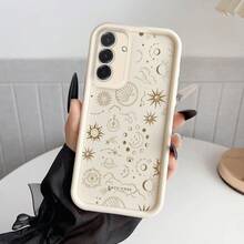 Sun Moon Stars Pattern Phone Case Suitable For Samsung Galaxy A05 A05S A06 A07 A12 A13 A14 A15 A16 5G A17 A21S A22 A23 A24 A25 A26 A32 A33 A34 A35 A36 A52 A53 A54 A55 A56 S21 Ultra S22 Plus S23+ S24 FE S25 Edge Shockproof Full Cover Black Phone Case,Suitable For IPhone17 Air - trắng - Xem 4