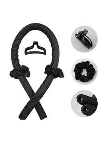 Styling Tool Silky Gift Set, Transparent Cosmetic Bag/Toiletry Bag, Heatless Curling Rod Headband No Heat Silk Ribbon Curling Rod Hair Roller Curls With Hair Claw Clip Slouchy Natural Soft Wave Diy Hair Rollers Styling Tool For Sleep In Overnight - Multicolor - View 8