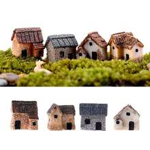 4PCS Miniature Exquisite Thumbnail Stone Houses Desktop Ornaments Garden Decoration - 4pcs - 查看 3