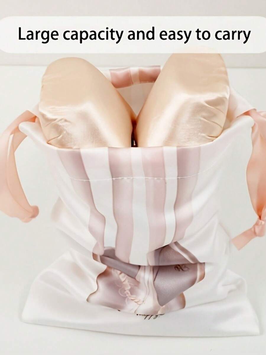 1pc Portable Breathable Mesh Dance Bag, Women Ballet Shoes Storage Drawstring Bag - Multicolor - View 1