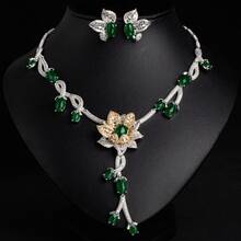 3件套复古优雅首饰套装，项链套装，女士项链，女士首饰套装，配饰，配饰套装，钻石项链，吊坠，首饰，项链，耳环，花卉，首饰套装，女士首饰，婚礼，婚礼配饰，适合女士/新娘/伴娘/节日/派对/婚礼/宴会，情人节礼物 - 首飾套裝 - 查看 13