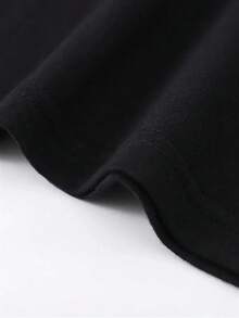 Women's "I'm Not Short, I'm Interesting" Humorous T-Shirt - Casual Black Short-Sleeve Tee With White Text, Perfect Gift For Petite Figures, Suitable For Spring, Summer, And Autumn, Casual Wear |   Playful Text T-Shirt |   Comfortable Fit - Unisex Loose - Fit Comfortable Vintage Street - Style Cotton T-Shirt Top - Black - View 6