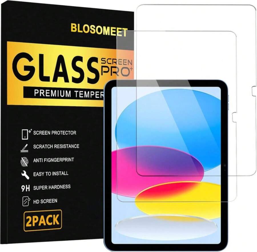 BLOSOMEET 2 Pack Screen Protector For IPad 11th A16 2025 &Amp; 10th Generation 109 Inch 2022, HD Clear 9H Hardness Tempered Glass [Face ID &Amp; Apple Pencil Compatible] Ultra Sensitive Case Friendly - ColorA - 查看 1