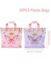 25/50pcs Butterfly Pattern Gift Bags,Pink And Purple Plastic Handbag Tote Bag, Treat Bag,Pink Butterfly Party Decorations,Baby Shower Decorations,Party Favor Handheld Bags, Bridal Shower Favors,Gender Reveal Party Supplies,1st Birthday Party Decor,Baby Girl Party Supplies,Princess Party Supplies,Baby Girl Shower Gifts - Bươm bướm - Xem 4