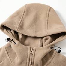 Mubberry Mens Fleece Jacket Full Zip With Hood Pockets Warm Lightweight Winter Jacket - 卡其色 - 查看 6