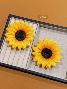2pcs Large Sunflower Hair Clips, Suitable For Everyday Use - Multicolor - View 7