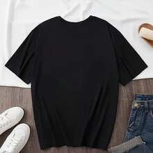 Women'S Casual Stepping Into My Brithday With God'S Grace&Mercy Print Lightweight T-Shirt, Crew Neck Short Sleeve Tops For Summer, Summer Vacation Clothing, Suitable For Festival & Daily Wear - màu đen - Xem 2