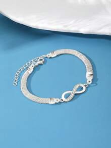 1 pieza Pulsera de mujer de forma octagonal, adecuada para uso diario, citas, vacaciones y bodas - Plateado - Ver 3