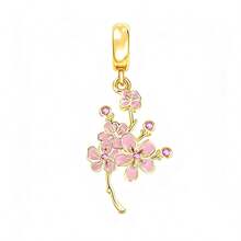 时尚欧美金色青铜色玻璃蝴蝶吊坠珠，蓝色花朵珠，适配925镀银原创DIY手镯，女士珠宝礼品 - 彩色 - 查看 16