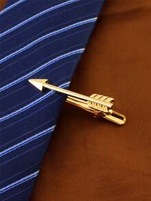 1pc Punk Style Personalized Gold-Tone Tie Clip, Suitable For Men's Formal Occasions - Gold - View 7