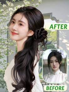 Synthetic Wigs Side-Claw Ponytail With Dragon Beard And Flower Bud Design, Natural And Fluffy Long Curly Hair Suitable For Women's Daily Wear And Gatherings - Multicolor - View 7