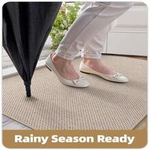 UltraThin Indoor Door Mat, 24x36 LowProfile NonSlip Entryway Rug With Modern Geometric Texture, Washable Doormat For Indoor Entrance, Front Door, Khaki Rolledup NO Creases - Khaki 2x3 Rectangular - View 3