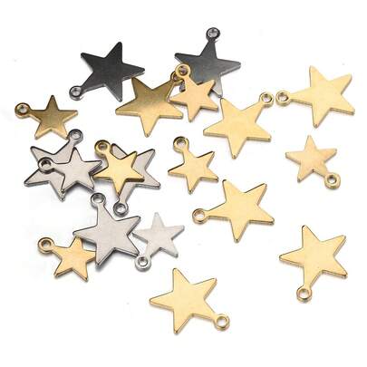 20pcs/50pcs Stainless Steel Star Pendant, Gold & Silver Color Five-Pointed Star Small Star Pendant, Suitable For DIY Necklace, Bracelet, Earring Jewelry Accessories