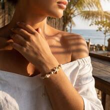 1pc Bohemian Style Starfish & Seashell Beaded Adjustable Macrame Bracelet, Summer Beach Jewelry Gift For Friends & Girlfriends - Multicolor - View 1