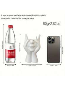 多功能桌面收纳盒 - 精美艺术雕塑设计，防滑底座，三合一收纳空间，可放置钢笔/化妆刷/首饰 + 小花瓶（鲜花/干花），冬季居家办公/宿舍必备 - 彩色 - 查看 3