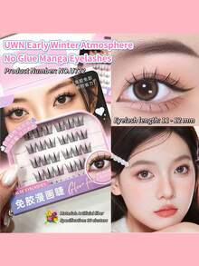 UWN Glue Free False Eyelashes 11-12 Mm Lightweight Reusable Comic Style Natural Volume Save Time Daily Party Makeup - Fluffy Lashes - View 10