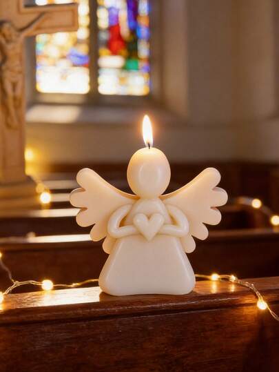 1pc Romantic Heart Angel Praying Candle | Handmade Soy Wax Aromatherapy Candle For Valentine's Day/Mother's Day - Home Decor Ornament Unique Cute Women Gift Religious Blessing Candles