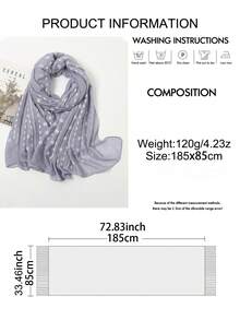 1pc New Women's Solid Color Striped Linen Jacquard Scarf, Fashionable And Elegant Polka Dot Shawl, Can Be Used As Headscarf, Daily/Evening Dress Accessory, Travel Sun Protection Shawl, Also Suitable As Holiday Gift - Scarf - View 3