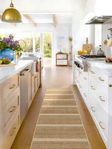 1pc Rug/Carpet/Area Rug/Bath Mat/Bath Rug/Door Mat/Runner/Runner Rug, Classic Distressed Moroccan Minimalist Striped Geometric - Hallway Runner Carpet, Bathroom, Kitchen, Doorway, Entrance, Hallway, Bedside, Living Room, Bedroom, Etc. + All-Season Soft Washable Rug, Home Decor - Multicolor - View 2