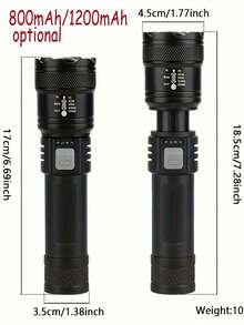 1/2pcs High Power 4900N Long Range LED Flashlight, Built-In 4-Level Battery Indicator, USB Rechargeable, Adjustable Zoom, Suitable For Tactical, Camping, Outdoor, Emergency Use, Great Gift For Valentine's Day, Mother's Day, Eid, Back To School, Christmas, Halloween - Multi-functional Flashlight - View 7