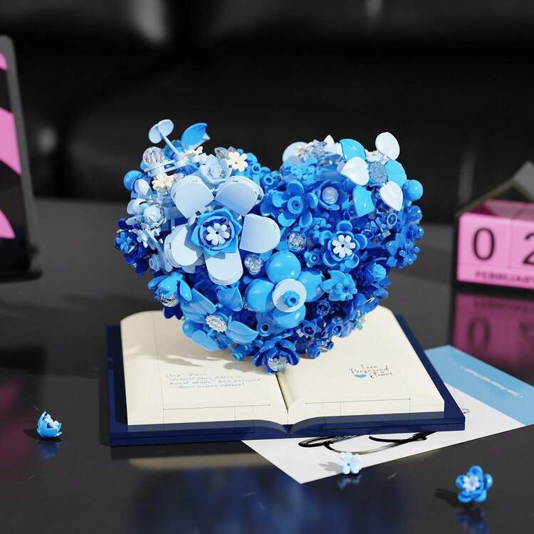 700+ Pcs Small Particle Building Block Heart-Shaped Bouquet Model, DIY Desktop Decor Toy, ABS Material, Suitable As Valentine's Day, Christmas, Holiday Gift For Men And Women - Creative Love - View 8