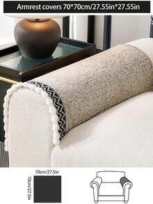 1pc All-Season Luxury Chenille Sofa Cushion Cover, Modern Minimalist Fashion Dust-Proof Anti-Slip Sofa Seat Pad, Machine/Hand Washable, Suitable For Bedroom, Office, Living Room Combination, L-Shaped And 1/2/3/4-Seat Sofa - Khaki - View 19