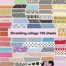 100pcs/Pack Non-Repeating Shredded Paper Collage Stickers, Artistic Stationery Stickers, DIY Creative Desk, Phone Case Stickers, Student Decorative Self-Adhesive Stickers Scrapbook Supplies Funny Stickers Kindle - A - View 1