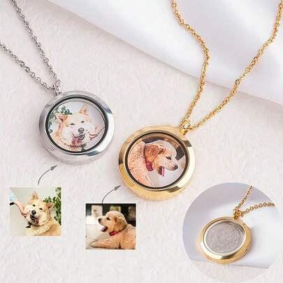 Custom Pet Photo Necklaces, Personalized Glass Box Photo Necklaces, Couple Photo Memorial Necklaces, Family Photo Keepsake Necklaces, Pet Memorial Jewelry, Cat And Dog Portrait Necklaces, Gifts For Pet Lovers