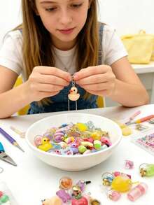 5/30/50/80/100/150/200颗多色亮面玻璃珠 - 透明首饰制作套装 - 可制作独特的项链、手链和耳环，适合DIY爱好者 - 彩色 - 查看 3