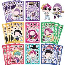 Sega Bộ 8 miếng dán hình ghép khuôn mặt cô gái phép thuật K-Pop Hunter Gang - Hình dán DIY phong cách Anime | Phụ kiện chơi game tuân thủ REACH! Quà tặng năm mới, quà tặng ngày Valentine, quà tặng lễ Phục sinh! (Kiểu ngẫu nhiên) - Nhiều màu - Xem 3